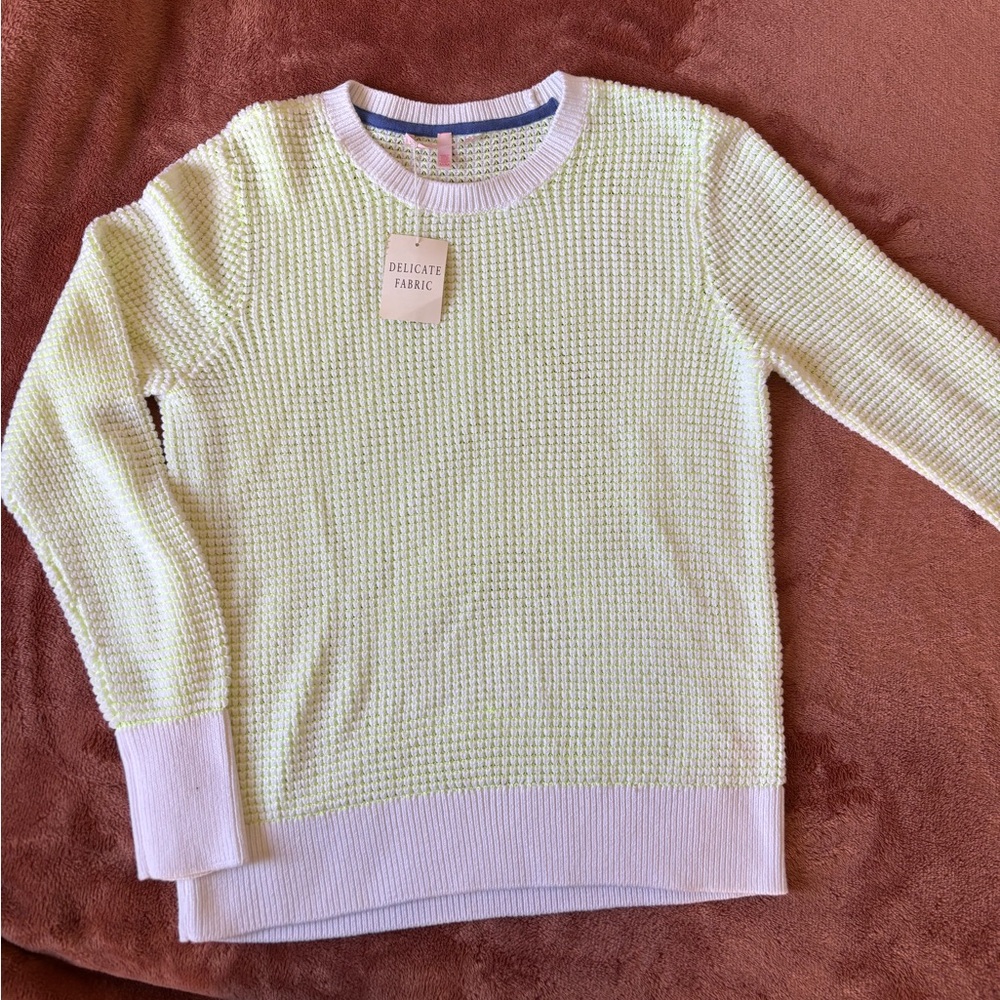 Victoria’s Secret Waffle Knit Sweater NWT Neon Detail Size M